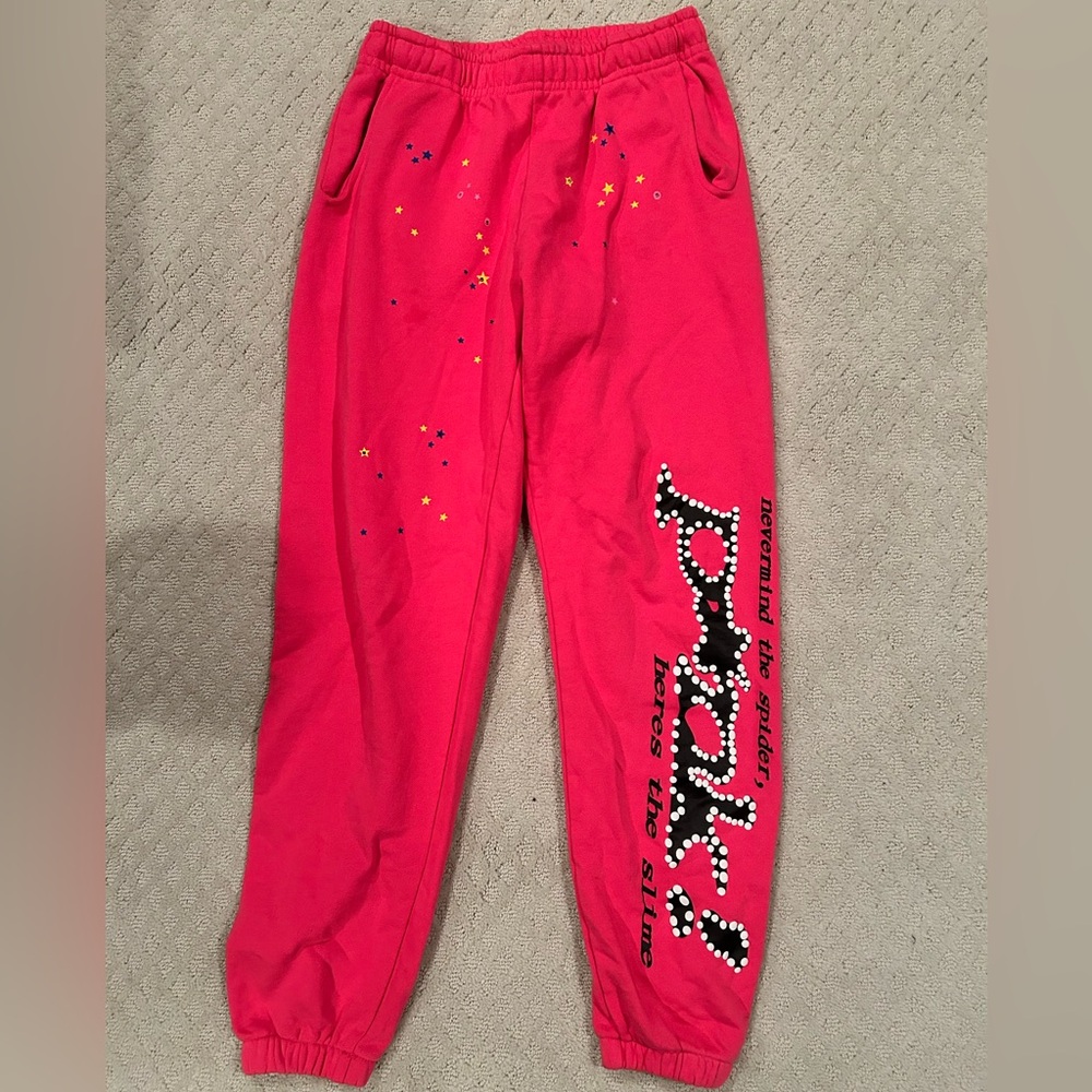 Stylish Red Sweatpants with Graphic Design
